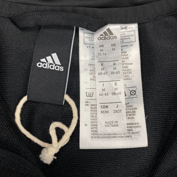adidas Track Jacket Womens Medium Black Polyester Logo Long Sleeve Full Zipper - Picture 5 of 16